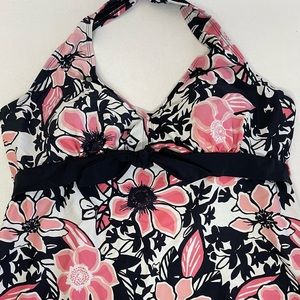 Swimsuits For All Coral Floral Halter Swim Top